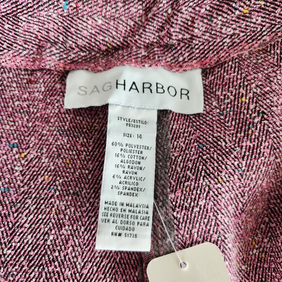 Vintage 90s Sag Harbor Pink Tweed High Rise Straight Leg Pants L - Picture 9 of 12